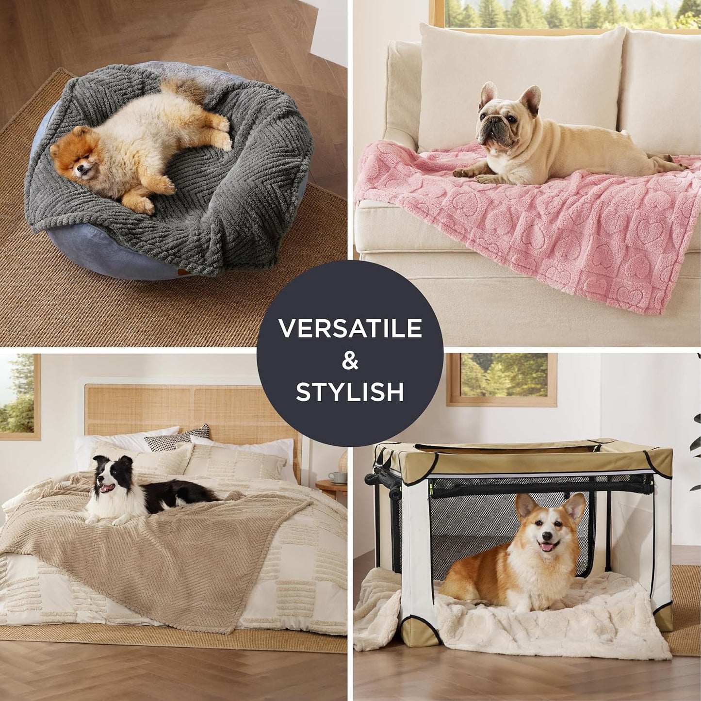 Bedsure Dog Blanket for Large Dogs Washable - Fluffy Fuzzy Puppy Cat Blanket with Premium 300GSM Coral Fleece Soft for Pet Kitten Doggy, Pink, 40x50IN