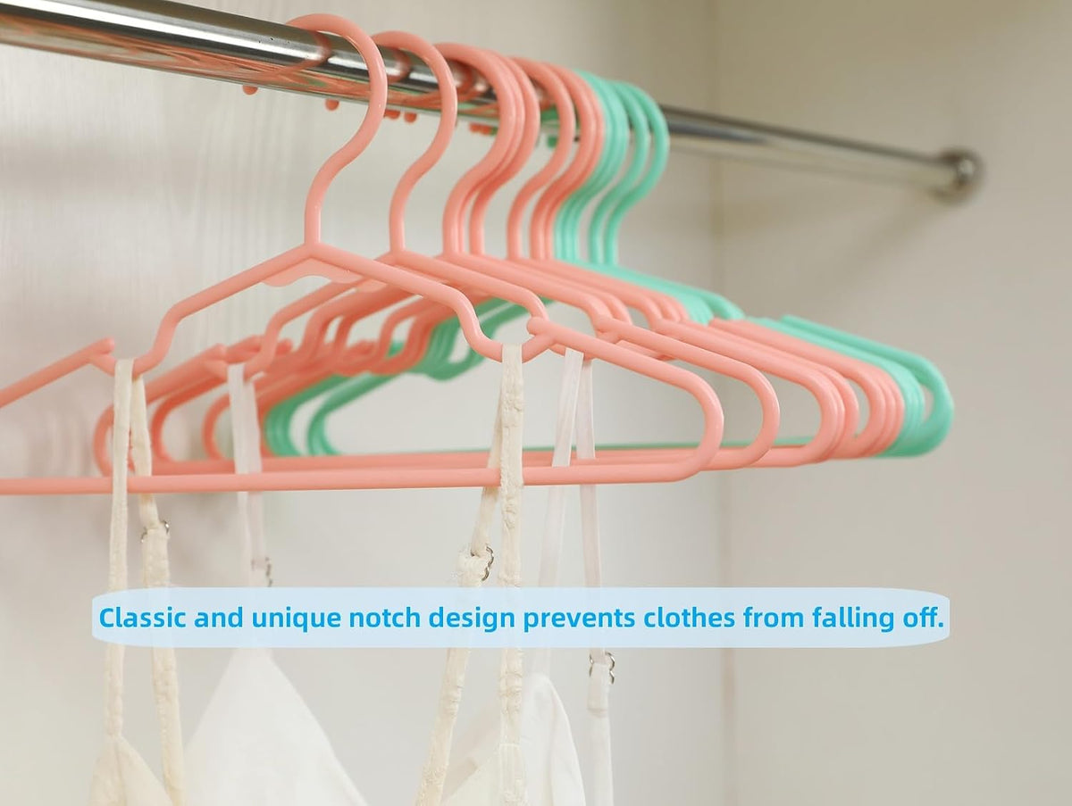 60 Pack Pink Baby Nursery Closet Hangers,Kids Plastic Hangers,Non-Slip Laundry Infant Pant & Coat Hangers for Newborn Clothes,Ultra-Thin Child Clothes Hangers for Girls Boys Toddler Kids