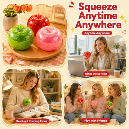 Slushy Apple Squishy Toys, Slow Rising Squeeze Fidget Toy for Stress Relief