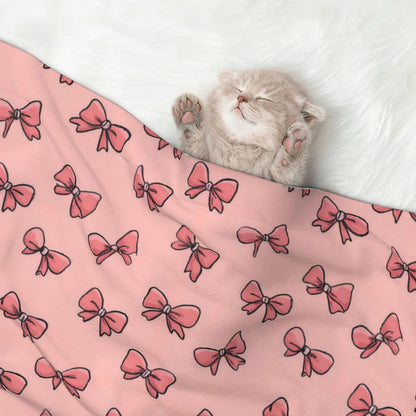Waterproof Dog Blanket Soft Pet Blanket for Puppy Cat, Fleece Cat Throw Blankets for Furniture Bed Couch Sofa Reversible - Pink Bows 2