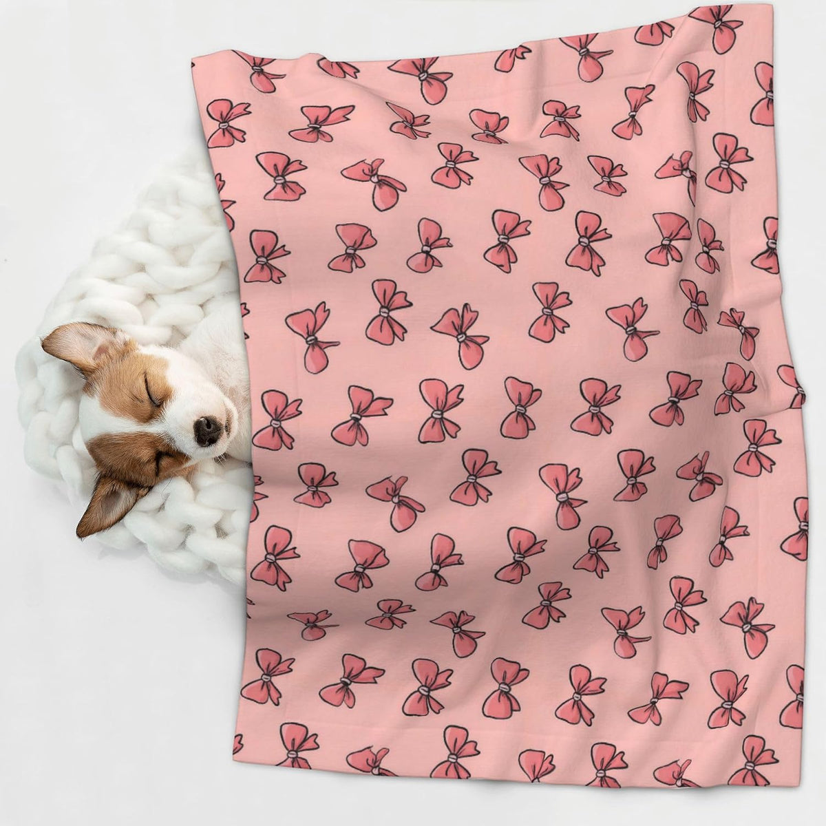 Waterproof Dog Blanket Soft Pet Blanket for Puppy Cat, Fleece Cat Throw Blankets for Furniture Bed Couch Sofa Reversible - Pink Bows 2