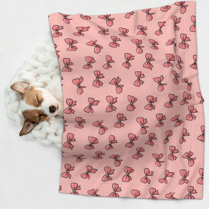 Waterproof Dog Blanket Soft Pet Blanket for Puppy Cat, Fleece Cat Throw Blankets for Furniture Bed Couch Sofa Reversible - Pink Bows 2