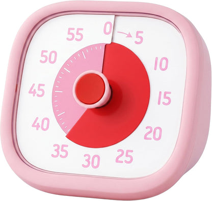 60 Minute Kitchen Timer, Digital Visual Timer for Student and Adults, Loud Alarm Countdown Clock for Cooking 3.9x3.7x2inch Pink