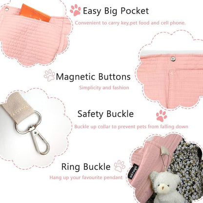 Small Dog Cat Carrier Sling, Adjustable Canvas Pet Puppy Pouch, Pink