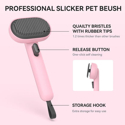 Cat Brushes for Indoor Cats, Cat Hair Brush for Shedding, Cat Brush for Long or Short Haired Cats, Cat Grooming Deshedding Brush for Dog Kitten Horse Massage Removes Loose Fur