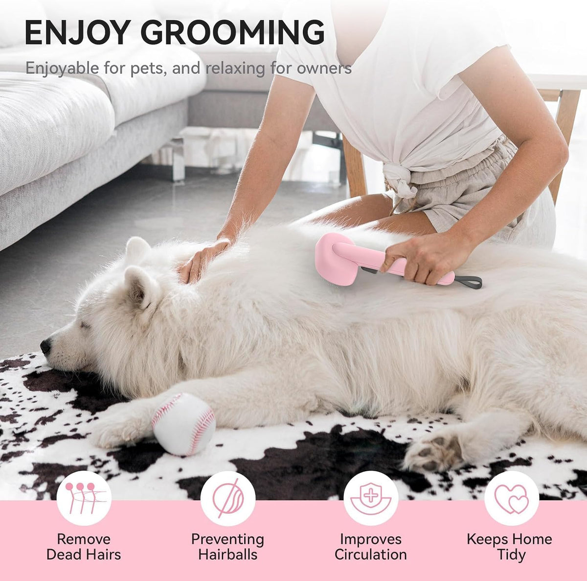 Cat Brushes for Indoor Cats, Cat Hair Brush for Shedding, Cat Brush for Long or Short Haired Cats, Cat Grooming Deshedding Brush for Dog Kitten Horse Massage Removes Loose Fur