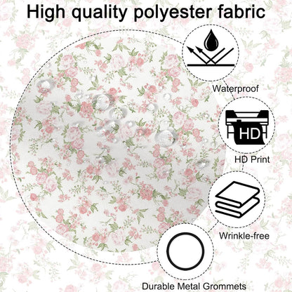 Floral Shower Curtain Pink Flowers Bathroom Shower Curtain Spring Pink Floral Waterproof Fabric Shower Curtains Bathtub Decor with 12 Hooks 72 X 72 Inch (Pink)
