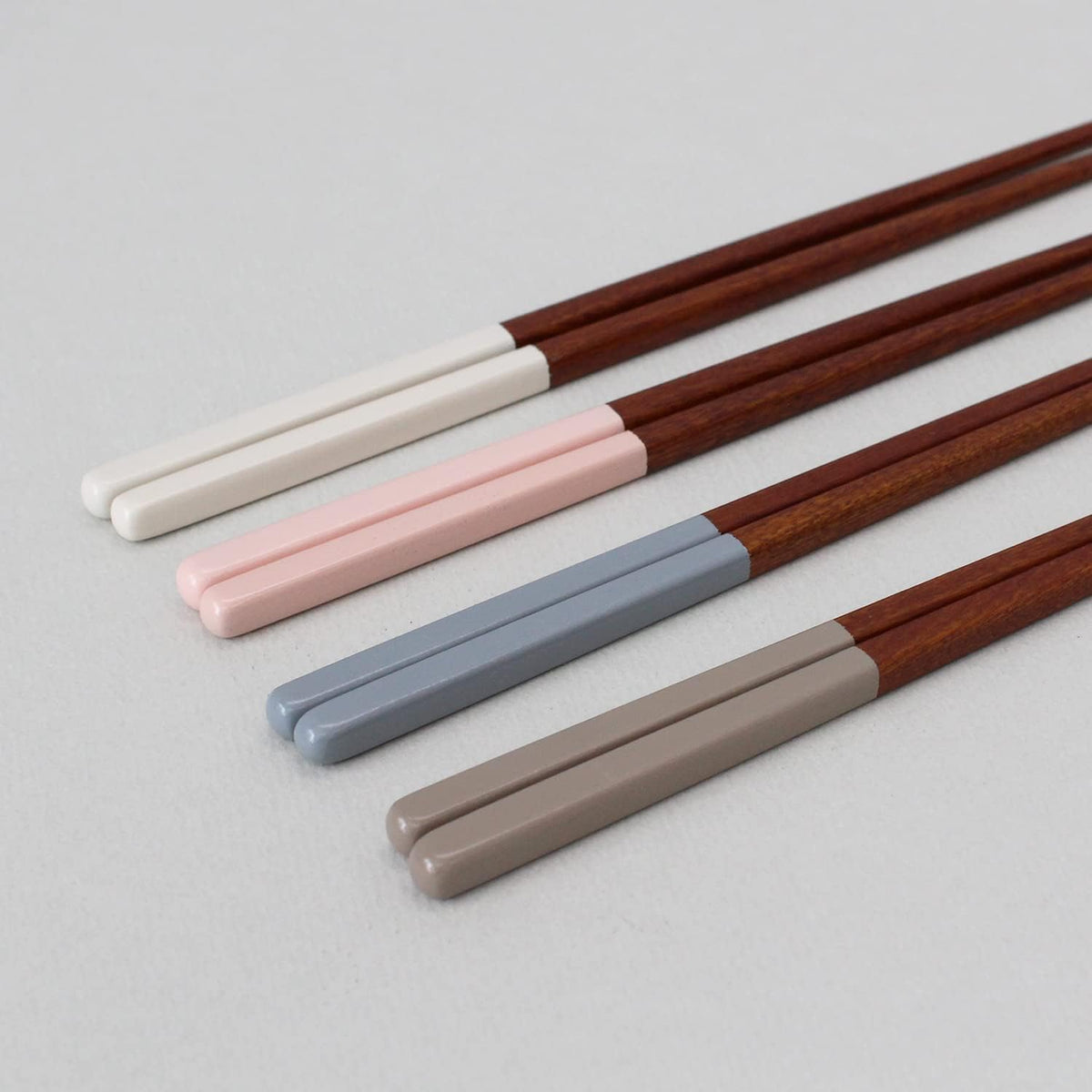 Korea Style Spoon and Chopsticks Set, 4 set lacquer Wooden Chopsticks Spoon (beige+pink+ivory+gray)