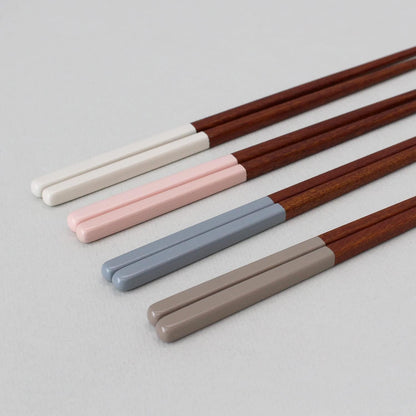 Korea Style Spoon and Chopsticks Set, 4 set lacquer Wooden Chopsticks Spoon (beige+pink+ivory+gray)