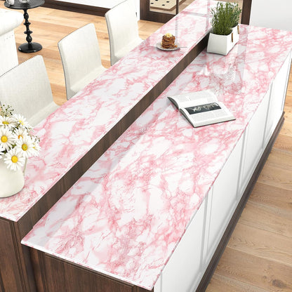 Gloosy Pink Marble Contact Paper Peel and Stick Countertops Waterproof Contact Paper Granite Vinyl Wrap Oil Proof Pink Marble Wallpaper for Vanity Table Dresser Desk Shelf Liner 17.7"x120"