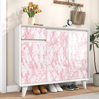 Gloosy Pink Marble Contact Paper Peel and Stick Countertops Waterproof Contact Paper Granite Vinyl Wrap Oil Proof Pink Marble Wallpaper for Vanity Table Dresser Desk Shelf Liner 17.7"x120"