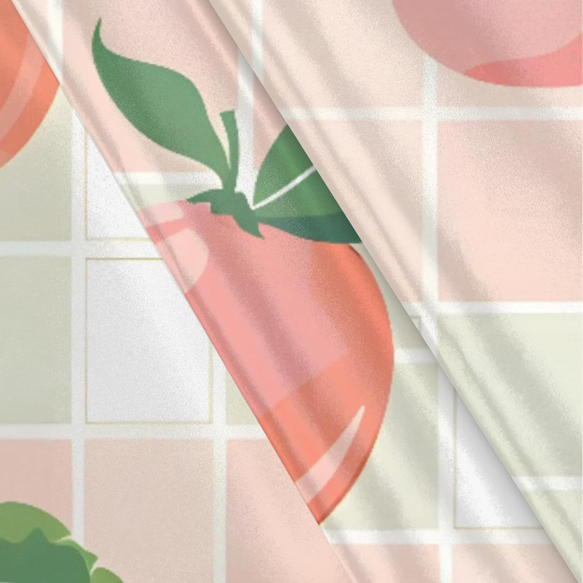 Fruit Peach Satin Pillowcase for Hair and Skin Pink Buffalo Plaid Pillow Cases Standard Size Soft Cooling Satin Pillow Covers with Zipper for Men Women 20x26 Inches