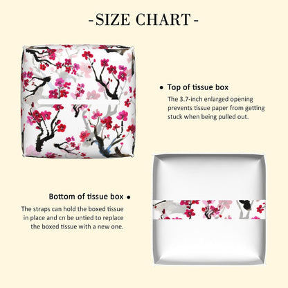 Leather Tissue Box Holder Pink Blooming Flowers Tissue Box Cover Square Waterproof Tissue Holder Organizer Modern Napkin Holder for Bedroom Dresser Night Stand Office Desk