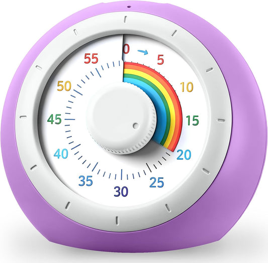 60 Minute Visual Timer for Kids, Rainbow Silent Countdown Clock