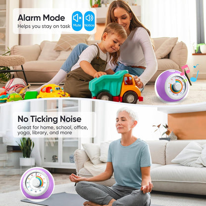 60 Minute Visual Timer for Kids, Rainbow Silent Countdown Clock