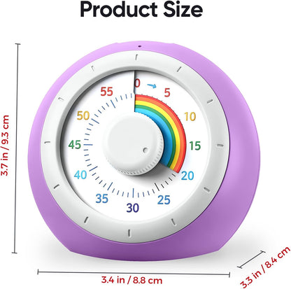 60 Minute Visual Timer for Kids, Rainbow Silent Countdown Clock