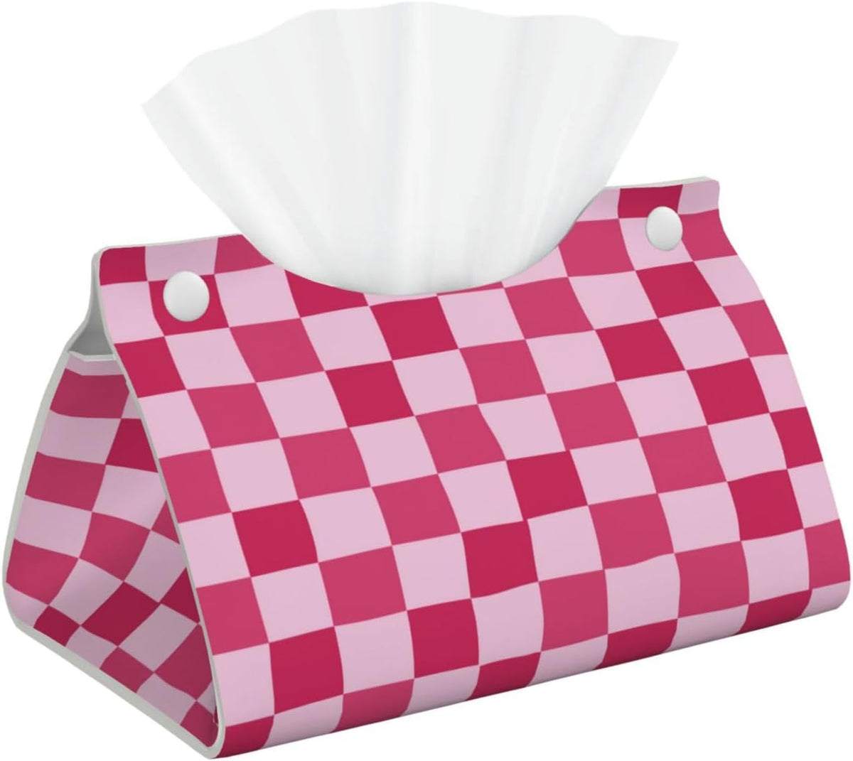 Pink Checkerboard Tissue Box Cover Long Leather Tissue Box Holder for Bathroom Bedroom Home Office Decor