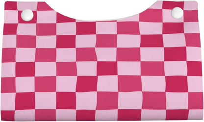 Pink Checkerboard Tissue Box Cover Long Leather Tissue Box Holder for Bathroom Bedroom Home Office Decor