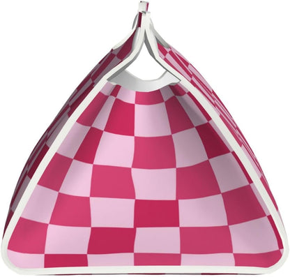 Pink Checkerboard Tissue Box Cover Long Leather Tissue Box Holder for Bathroom Bedroom Home Office Decor