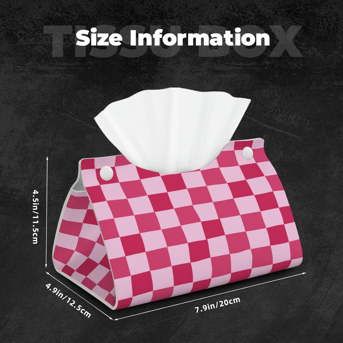 Pink Checkerboard Tissue Box Cover Long Leather Tissue Box Holder for Bathroom Bedroom Home Office Decor