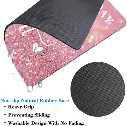Begin Each Day with A Grateful Heart Quote Mouse Pad, Pink Glitter Desk Mat
