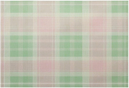 Cute Pastel Pink Green Retro Tartan Plaid Pattern Table Placemats Set of 4 Buffalo Check Plaid Non-Slip Heat Resistant Place Mats Dinner Mats Cotton Linen Table Mats Home Dinner Party Kitchen