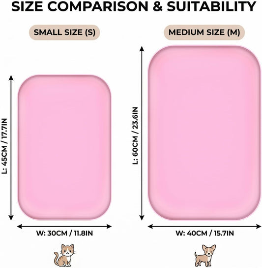 Non-Slip Silicone Dog Food Mat for Food and Water, 18" x 12" Raised Edge Pet Feeding Mat - Waterproof Dog Bowl Mat Easy Clean for Floor Protector,Pink