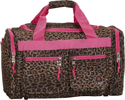 19" Polyester Duffel Bag, Pink Leopard