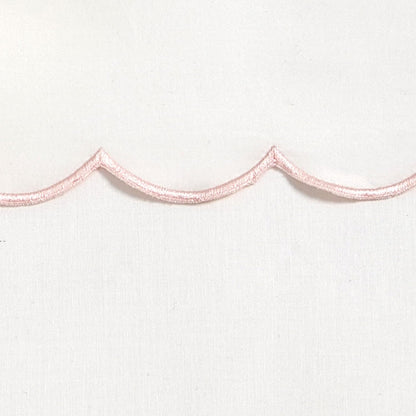 Standard Queen Size Pillow Cases, 2 Pack, Breathable Soft 300 TC 100% Cotton with Embroidered Scalloped Edge, Set of 2 Pillowcases, Standard/Queen, White with Pink Scallop