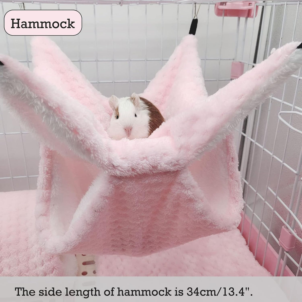 SEIS 3 Pcs Plush Hamster Hammock Set, Sugar Glider Hideout Tunnel Mat, Pink
