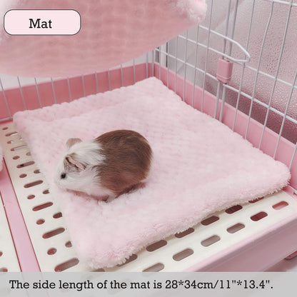 SEIS 3 Pcs Plush Hamster Hammock Set, Sugar Glider Hideout Tunnel Mat, Pink