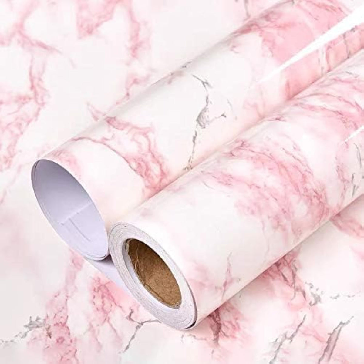 Glossy White/Pink Marble Contact Paper Granite Wallpaper 15.8"×78.7"