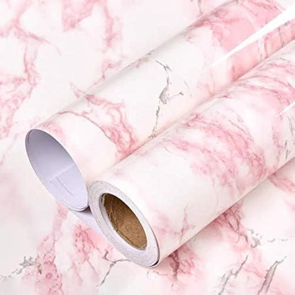 Glossy White/Pink Marble Contact Paper Granite Wallpaper 15.8"×78.7"