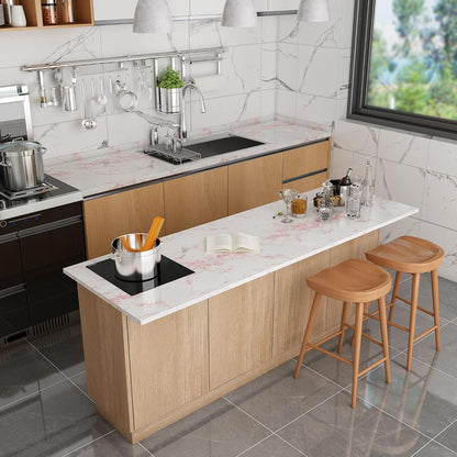 Glossy White/Pink Marble Contact Paper Granite Wallpaper 15.8"×78.7"
