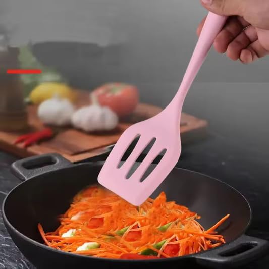 5-Piece Silicone Spatula Set with Egg Whisk & Basting Brush – Heat Resistant, Non-Stick, BPA-Free Kitchen Utensils for Cooking, Baking & Grilling – Dishwasher Safe – (Red, Black, Green, Pink) (Pink)