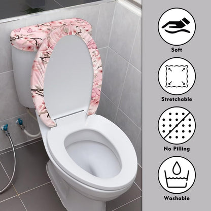Pink Butterfly Print Toilet Seat Lid Cover Polyester Fabric Toilet Seat Covers for Bathroom Dustproof and Waterproof Toilet Seat Cover Set Universal for Most Toilet Bowl Lids