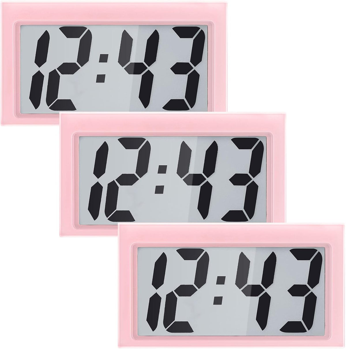 3 Pieces Mini Small Digital Clock Stick On,Pink