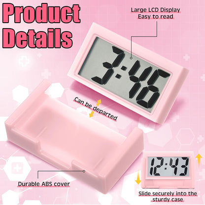 3 Pieces Mini Small Digital Clock Stick On,Pink