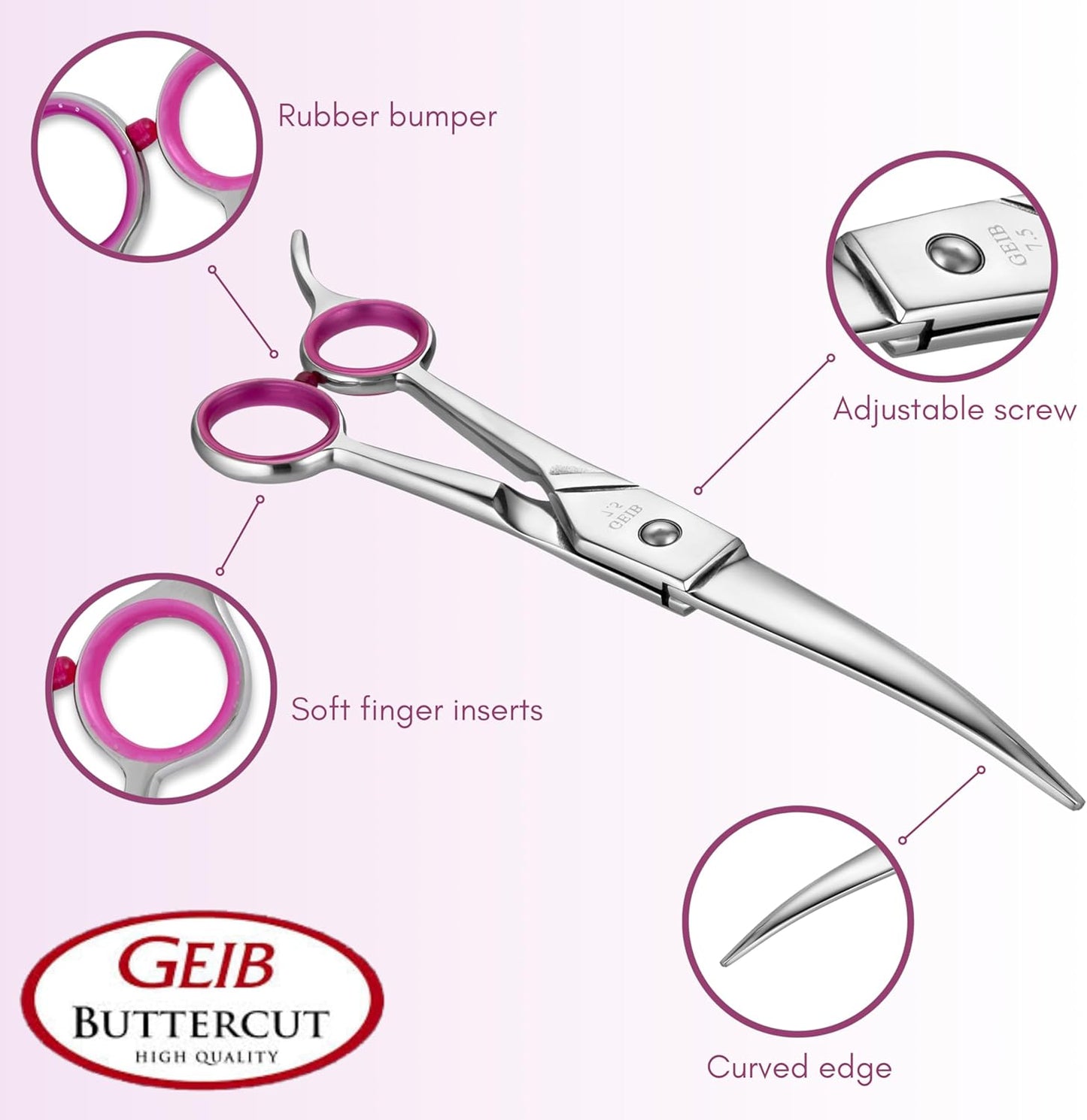 Geib Gator Stainless Steel Pet Curved Shears, 7-1/2-Inch