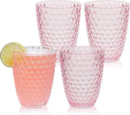 Shatterproof Tritan Plastic Short Tumbler, Set of 4, 12 oz - Laguna Beach Drinking Glasses - Unbreakable Glasses for Indoor and Outdoor Use - BPA Free - Pink