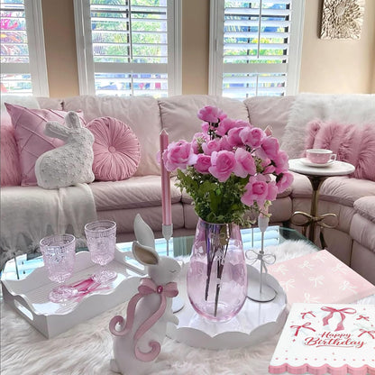 40 PCS Pink Bow Birthday Napkins,Coquette Birthday Decorations for Coquette Bows Party Favors Supplies Bridal Shower Baby Shower Wedding Party