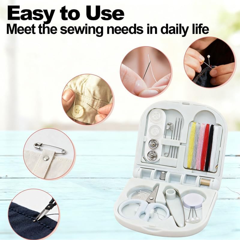 8 Pack Mini Travel Sewing Kit for Adult & Kid | Portable Sewing Box Kit Bulk | Small Emergency Repair Set with Thread Scissors Needle for Travel, Beginner DIY Handcraft | Pink + Blue