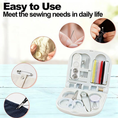 8 Pack Mini Travel Sewing Kit for Adult & Kid | Portable Sewing Box Kit Bulk | Small Emergency Repair Set with Thread Scissors Needle for Travel, Beginner DIY Handcraft | Pink + Blue