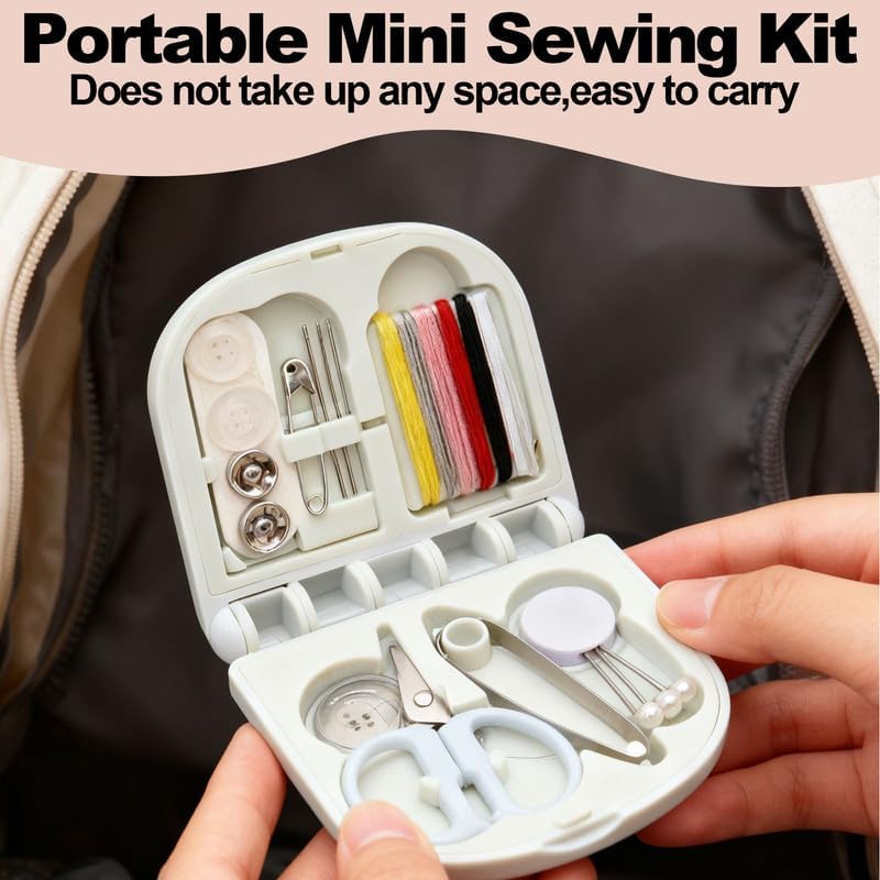 8 Pack Mini Travel Sewing Kit for Adult & Kid | Portable Sewing Box Kit Bulk | Small Emergency Repair Set with Thread Scissors Needle for Travel, Beginner DIY Handcraft | Pink + Blue