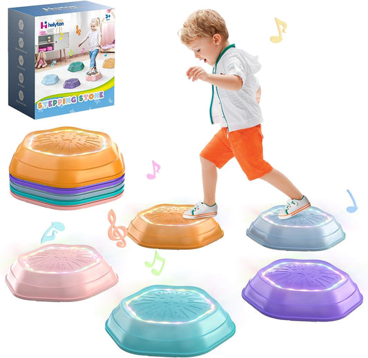 Holyton Light-Up Musical Stepping Stones for Kids, 5 Pack