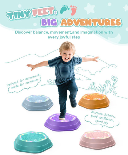 Holyton Light-Up Musical Stepping Stones for Kids, 5 Pack