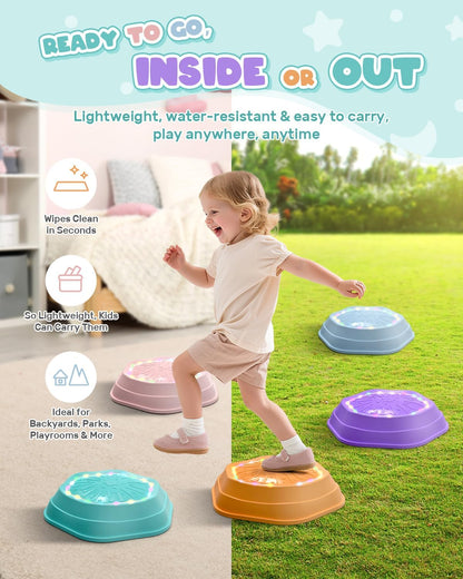 Holyton Light-Up Musical Stepping Stones for Kids, 5 Pack