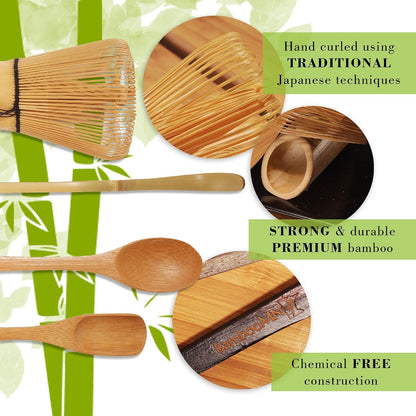 Matcha Bowl Set (Includes Bowl, Rest, Tea Whisk, Chasaku & Tea Spoon) 1 Set Pink