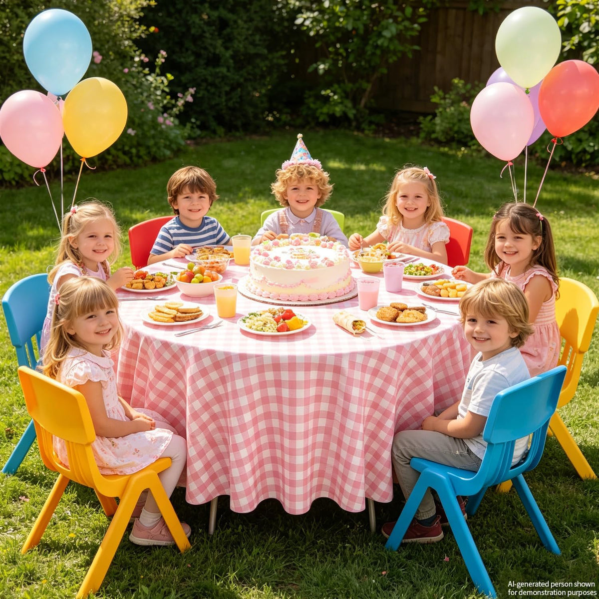 3 Pack Pink Round Tablecloth Pink and White Circular Checkered Table Covers Easter Round Tablecloth Outdoor and Indoor Party Decorations for Picnic Barbecue Holiday Party Supply 84 Inch