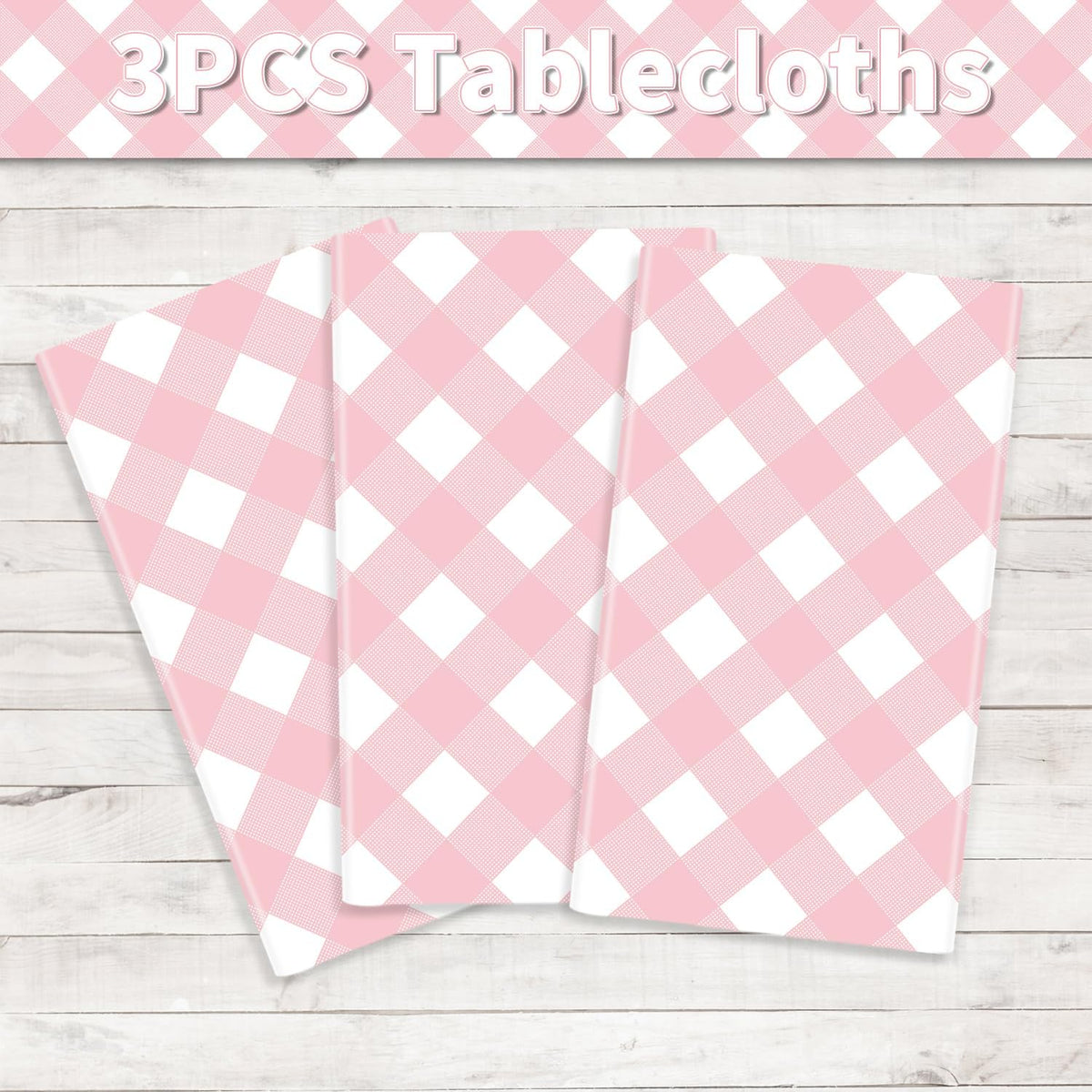 3 Pack Pink Round Tablecloth Pink and White Circular Checkered Table Covers Easter Round Tablecloth Outdoor and Indoor Party Decorations for Picnic Barbecue Holiday Party Supply 84 Inch